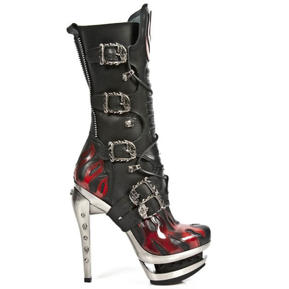 buty damskie NEW ROCK M.ROCK222-C2 ITALI NEGRO PULIK ROJO ROCK ACERO