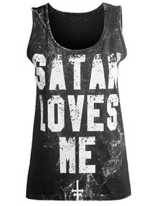 bluzka damska AMENOMEN - SATAN LOVES ME na ramiączkach (OMEN057DAR ALLPRINT WHITE)