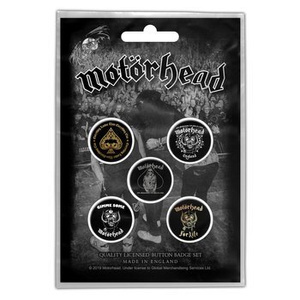 zestaw 5 szt. przypinek MOTORHEAD - CLEAN YOUR CLOCK